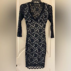 Sexy FREDERICK’S of HOLLYWOOD Black Lace Dress Inside/Outside Boudoir Gown!